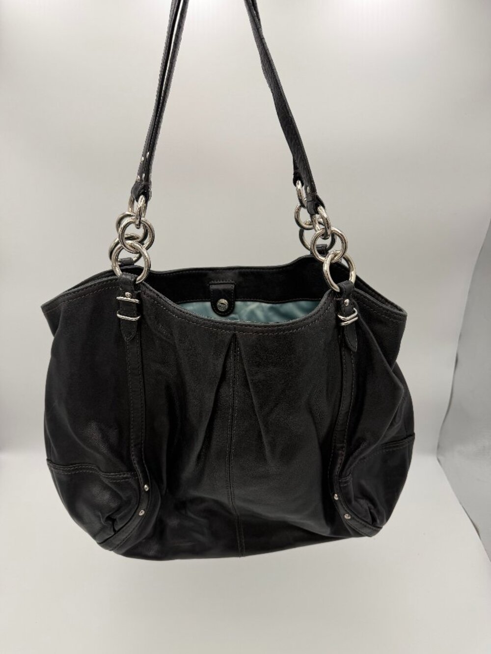 Coach Black Leather Shoulder Tote Bag